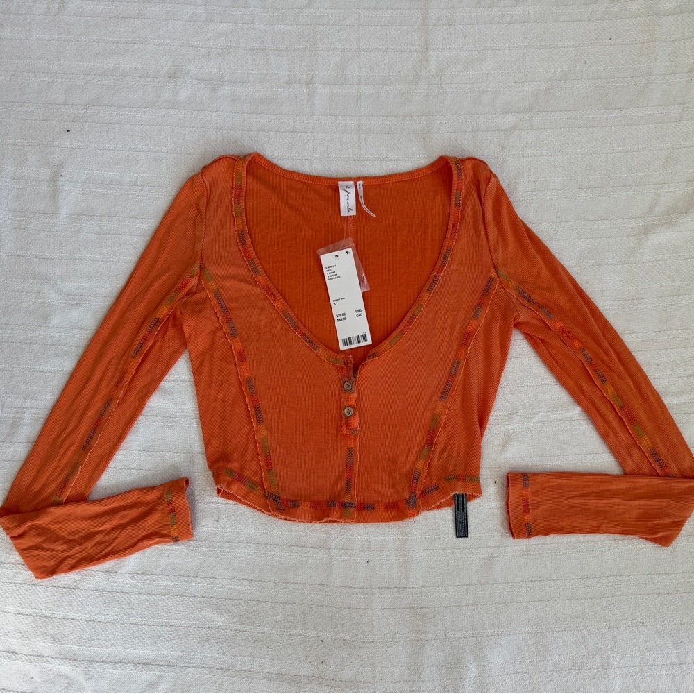 Garage Orange Fitted Crop Blouse